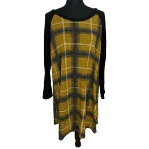 VISION Women Sweater Elbow Patch 3/4 sleeves Dress Sz XXL Brown Black 61-12